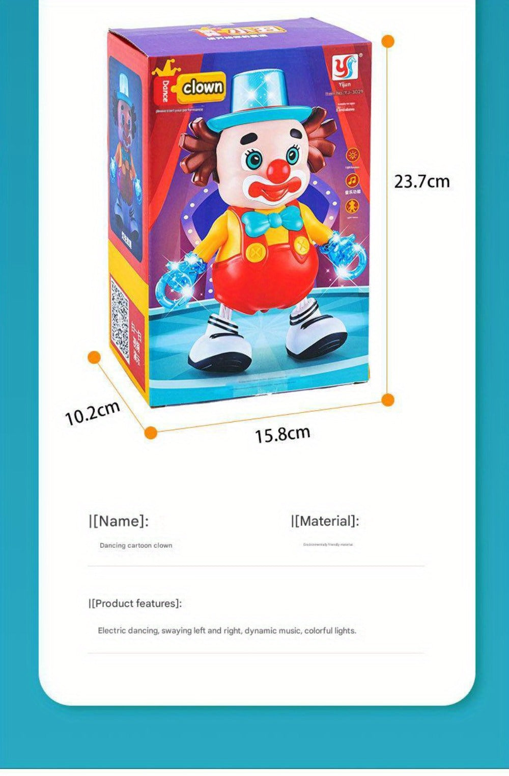 Dancing Clown Toy Doll Light Music Swing Left And right, Toys for Kids girls, Fidget toys, Toys for boys, toy, Christmas Gifts Birthday Gifts for kids, Weird stuff, Halloween Decorations