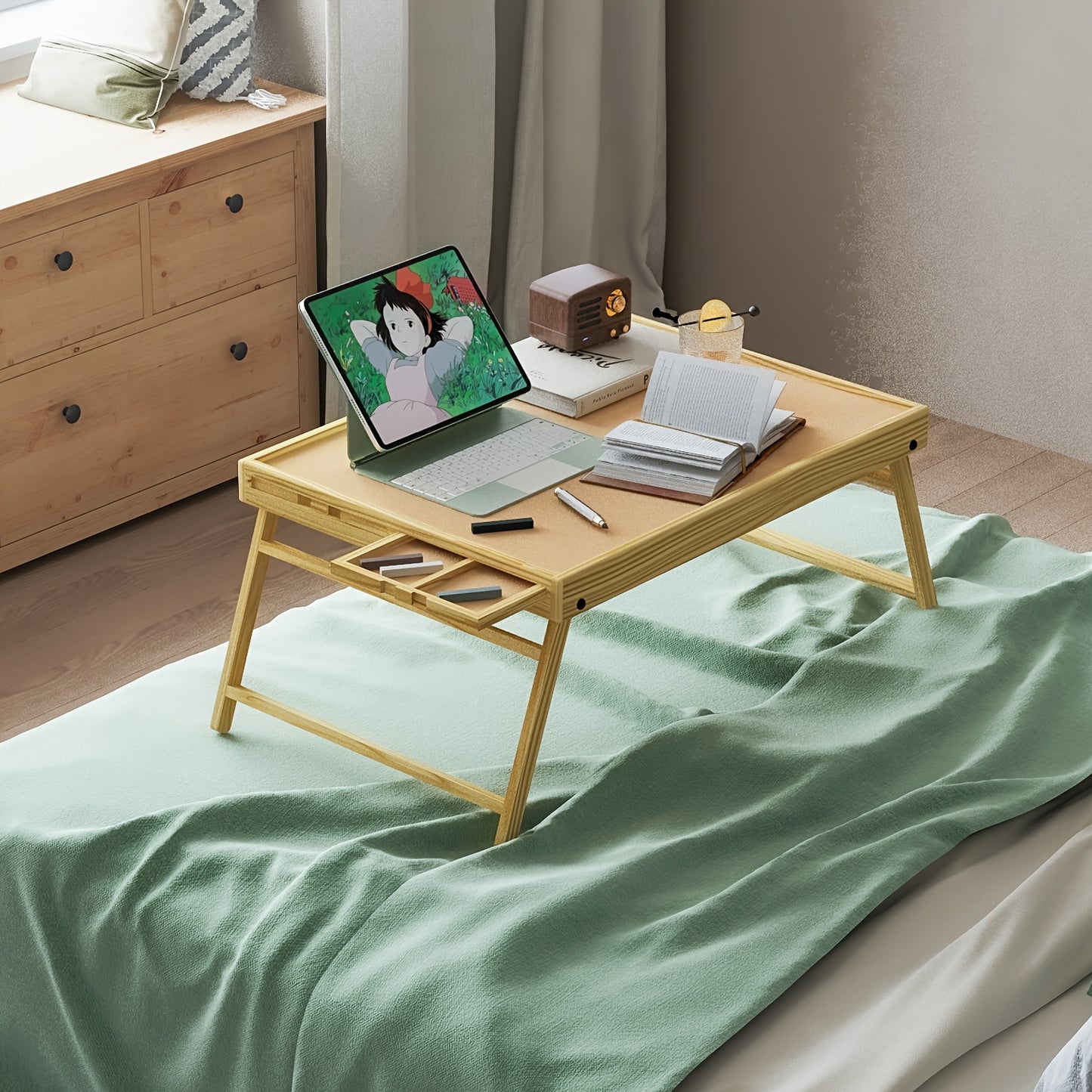 Puzzle Table with Folding Legs, Wooden Puzzle Table with 4 Drawers And 16 Grids, Portable Enlightenment Board for Storage And Sorting - 1000pcs Puzzle Table School Supplies