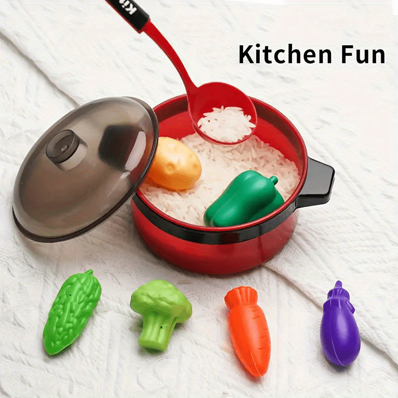 51pcs Red Pretend Play Kitchen Set, Includes Cookware, Tableware, And Food, Simulating Kitchen Cooking, Cultivating Hands-On Ability, Perfect Learning Gift for Boys And Girls, Family Interaction, Suitable for Halloween And Christmas Toys