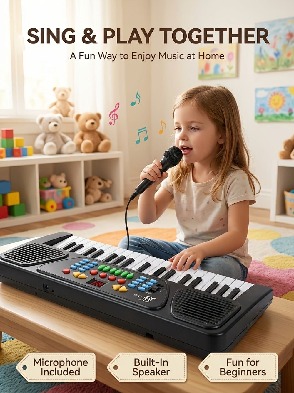 Electronic Keyboard With Microphone
