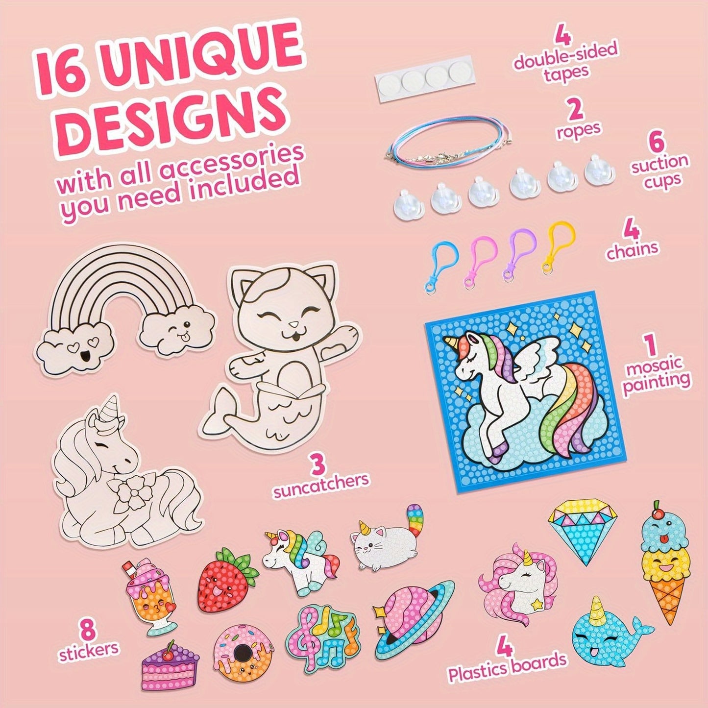 16 Projects Gem Painting Toy for Kids, Kids Diamond Gem Painting Kit with 5D Gem, Arts And Crafts for Girls Ages 6+, Gem Craft Activities Kits, Premium Art Gift Ideas for Birthday Christmas Easter Party