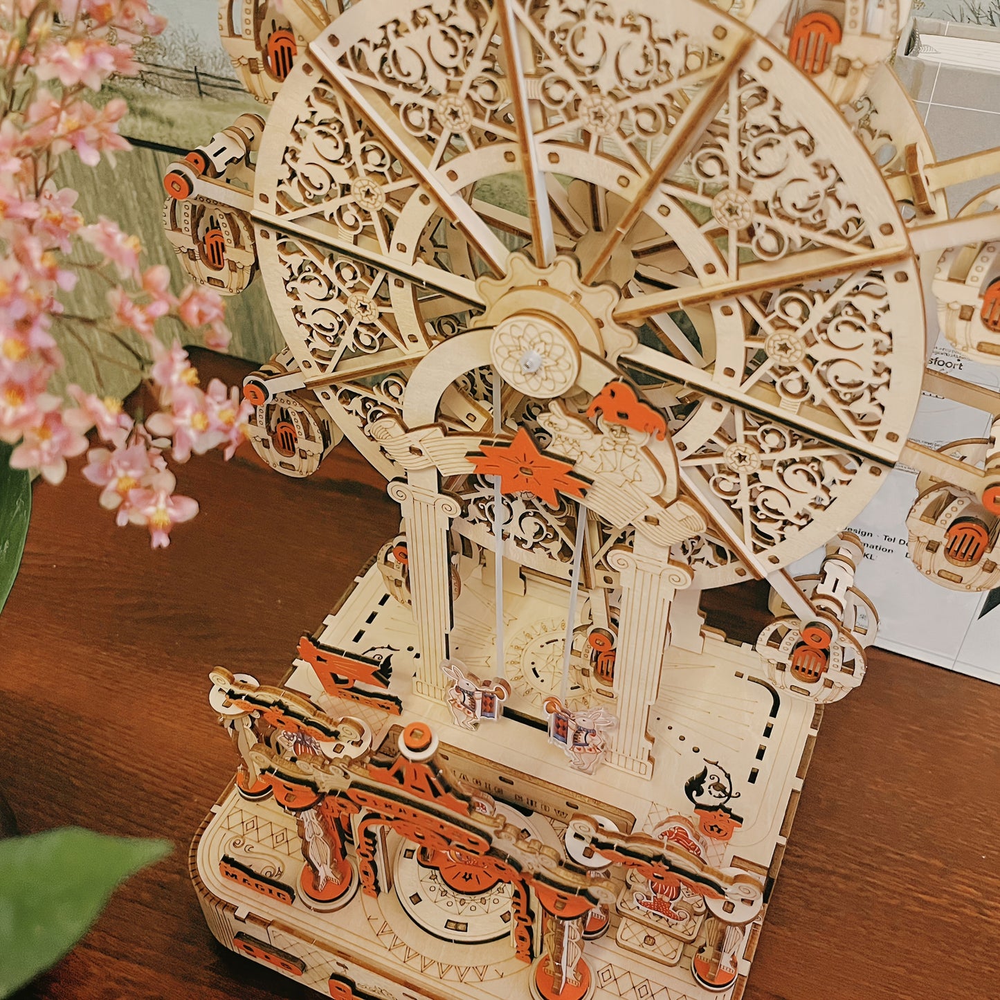 DIY 3D Wooden Puzzle Ferris Wheel Music Box - Handcrafted Model Kit, Intricate Mechanical Design, Includes Gift Box And Assembly Instructions, Educational Toy | Decorative Model | Intricate Craftsmanship, Musical Puzzle, Best for Christmas