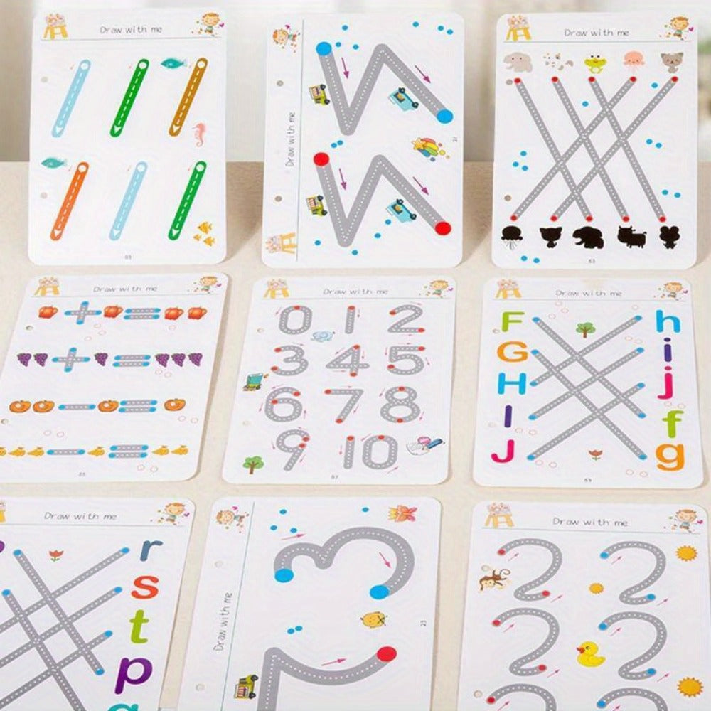 Magic Practice Handwriting Book Set for Kids Ages 3-8 | 64 Pages + 8 Erasable Pens | Writing & Drawing Workbook with Refills | Pen Control Tracing Activity Book