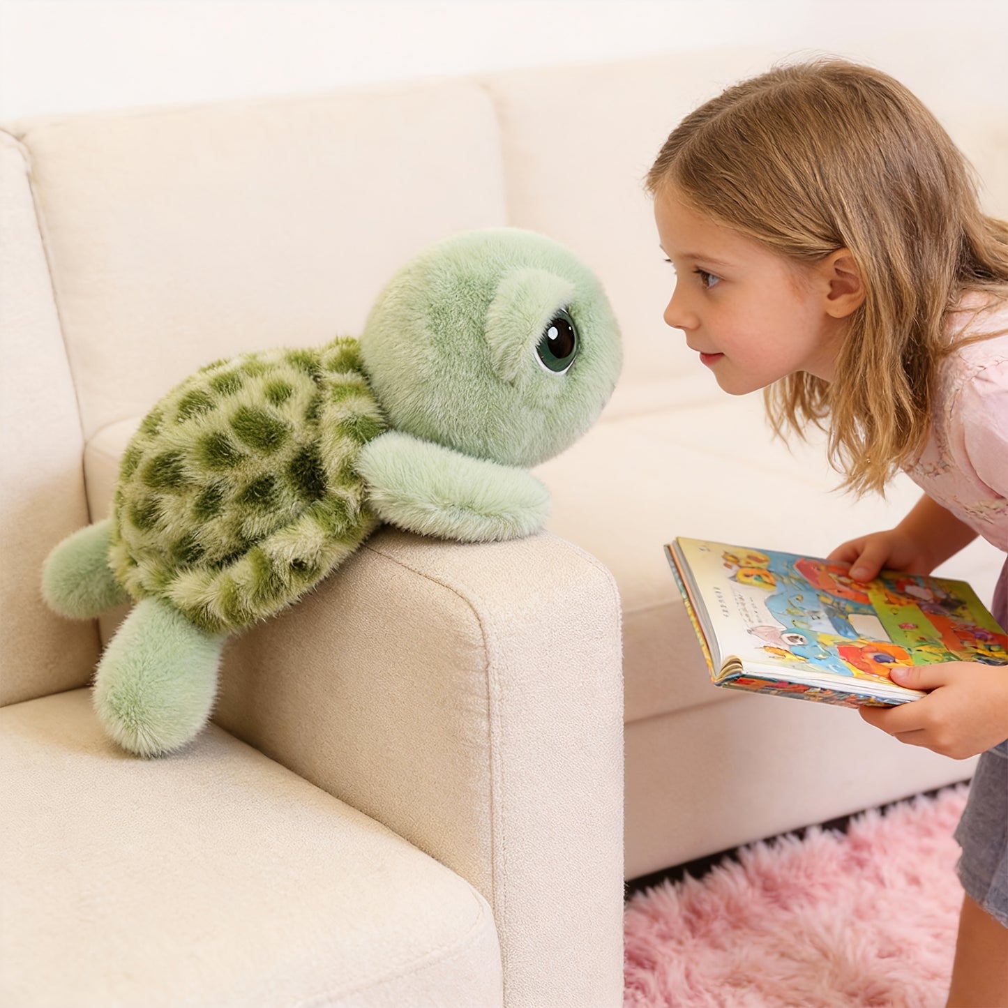 The Best Gift for Girls Is The Big-eyed Turtle Plush Toy And Turtle Pillow. It's A Large-sized Birthday Present And A Small Turtle Plush Toy. It's A 15.75-inch Big-eyed Turtle Plush Toy, A Cute Turtle Plush Toy, A Melancholy Turtle Plush Toy