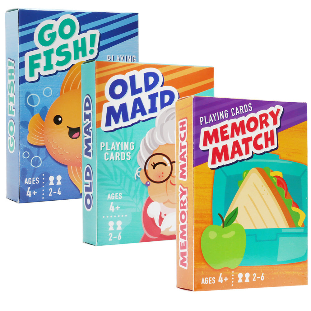 2/3/4 Decks Card Games for Kids, Go Fish, Old Maid, Memory Match, Crazy Eights, Animal Playing Cards, Card Game Playing Cards for Boys Girls Ages 4+, for Game Nights and Family Gatherings, Gifts for Birthday Christmas