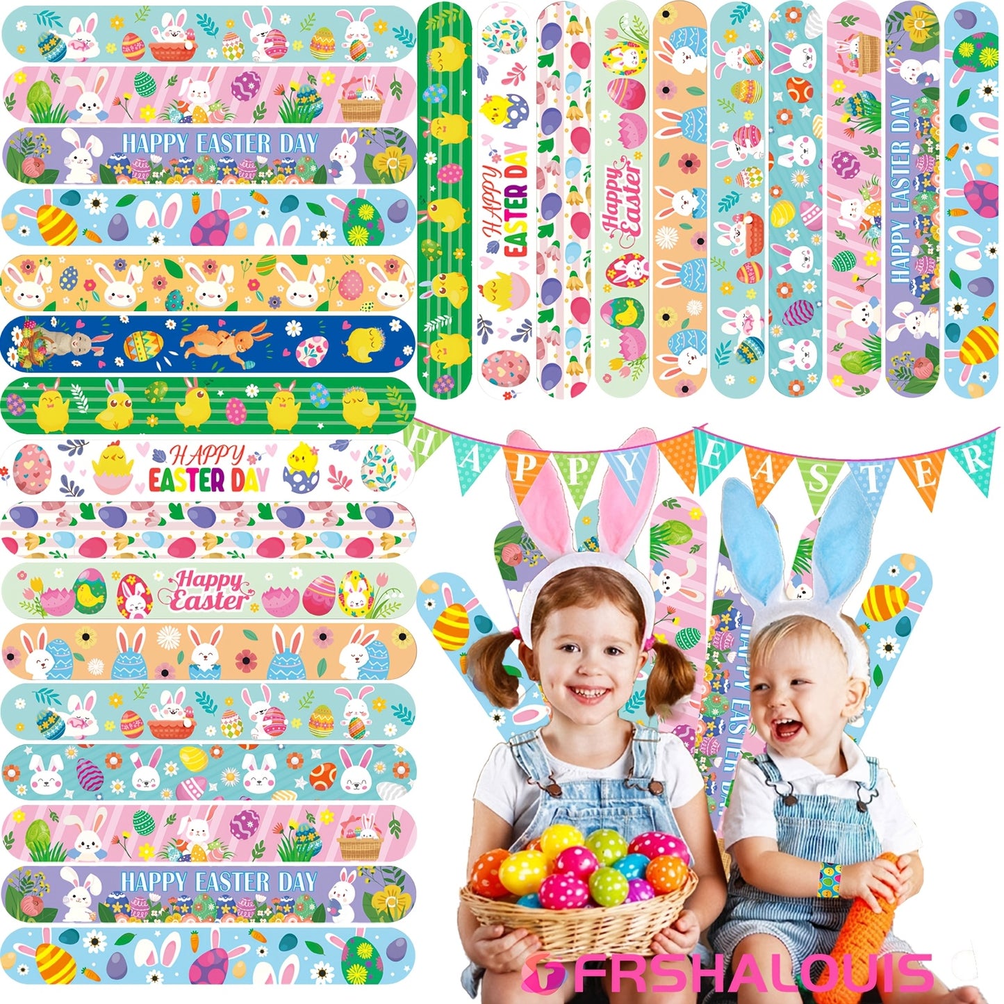 72 Easter Clapping Bracelets for Kids, Party Gifts, Bracelets for Boys And Girls, Easter Bracelets, Easter Basket Fillers, Egg Fillers, Classroom Prizes, Made of PVC Material