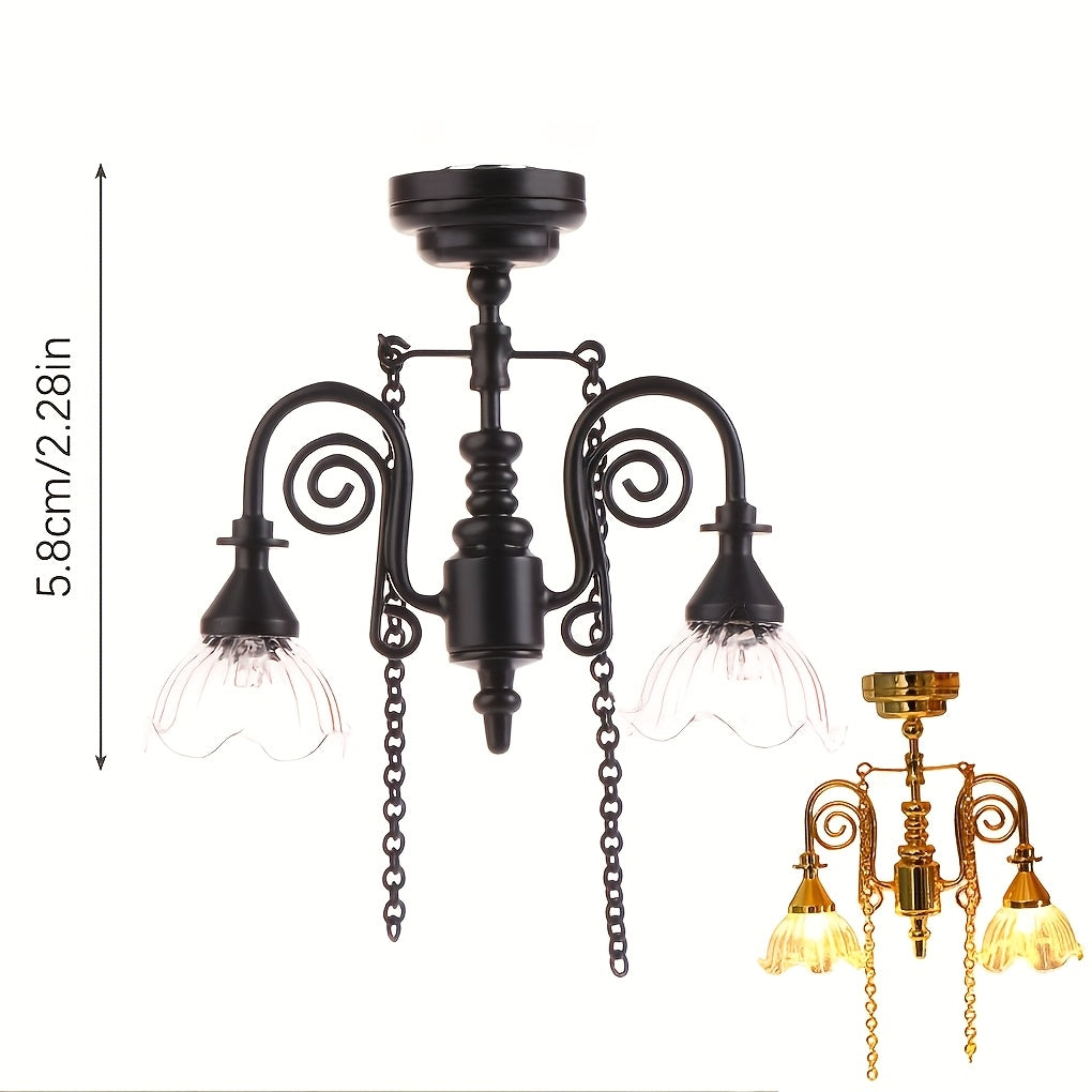 Miniature LED Ceiling Lamp for Dollhouse, Tiny Working Chandelier for Scale Models, Doll House DIY Decoration, Sand Table Lights, Miniature Luminous Ceiling Lamp