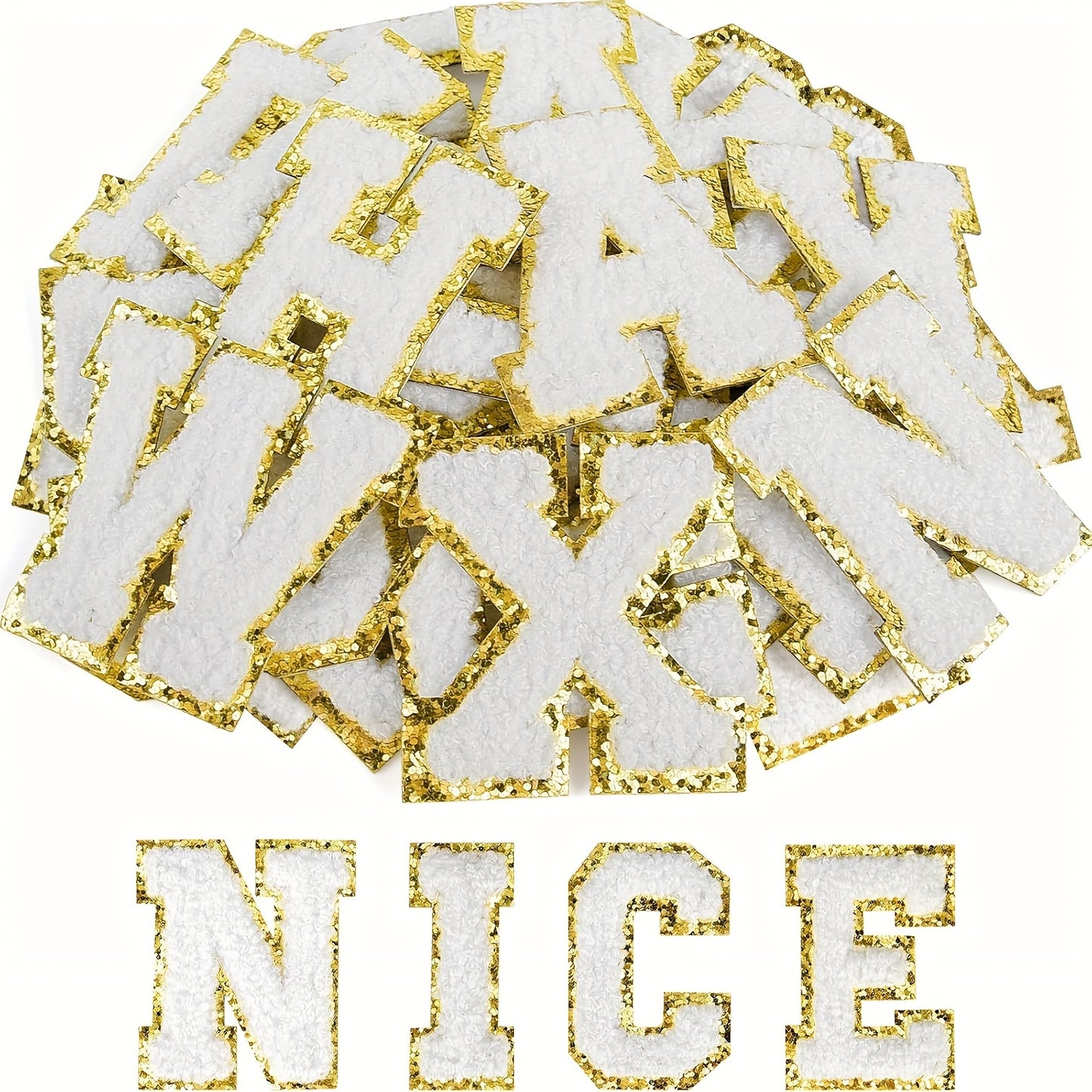 Chenille Letter Patches Self Adhesive A-Z Embroidered Alphabet Applique Stickers for Clothes Bags Hats Phone Cases DIY Crafts – 26pcs Full Set