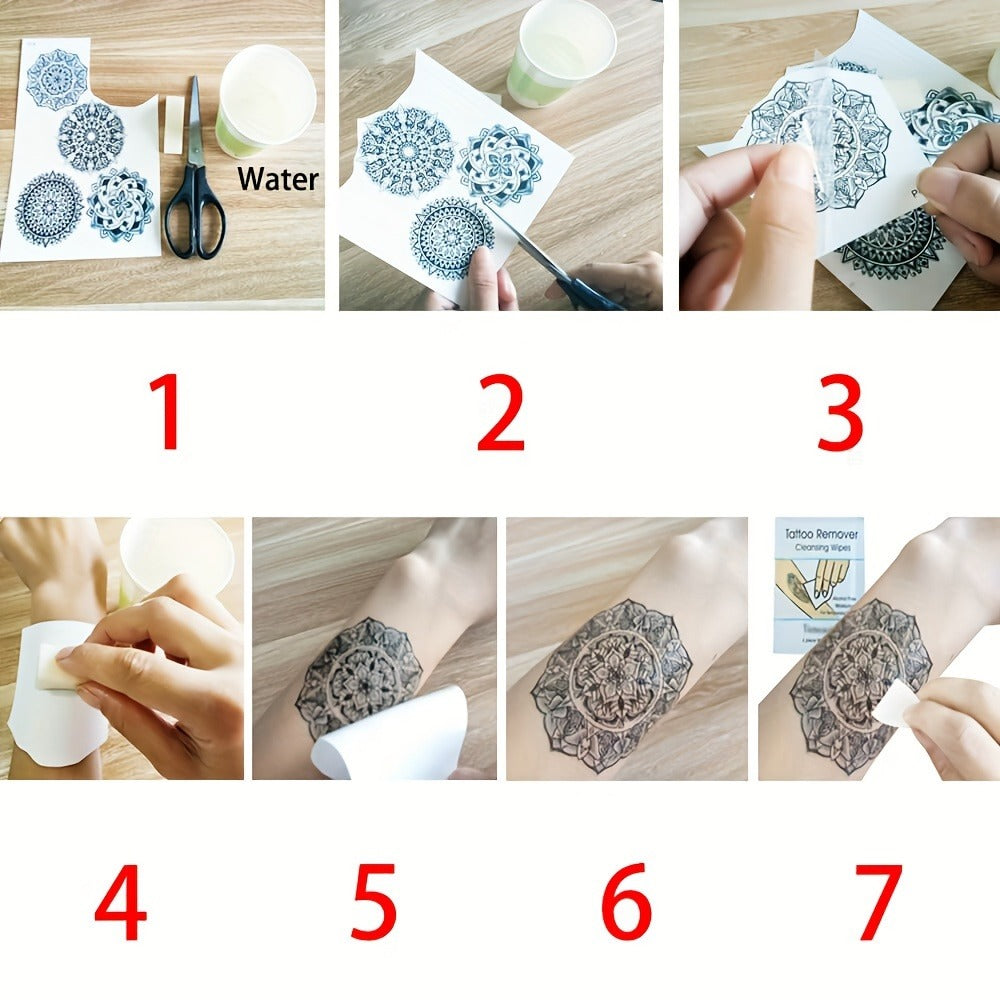 Temporary Tattoos for Women & Kids - 24 Sheets Large Watercolor Realistic Fake Tattoo Stickers with Flower & Animal Designs - Long Lasting Body Art Half Arm Tattoos