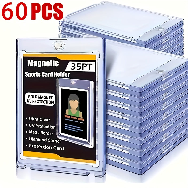 30/60pcs Magnetic Trading Sports Card Holder 30pt Magnetic Trading Card Protector for Baseball Sports Trading Game Work Cards Storage And Display Magnetic Trading Card Holder