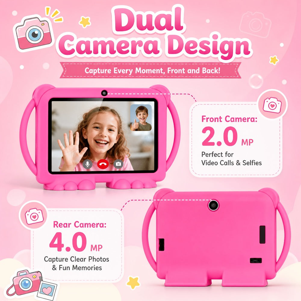 ATMPC, Local Warehouse, 7-Inch Android 14 Kids Handheld Tablet, 4GB RAM + 32GB ROM, Eye Protection IPS Screen, with Parental Controls, Learning Tablet, Wi-Fi, Large Screen Learning Entertainment Tablet, Parental Control, Pre-installed Apps