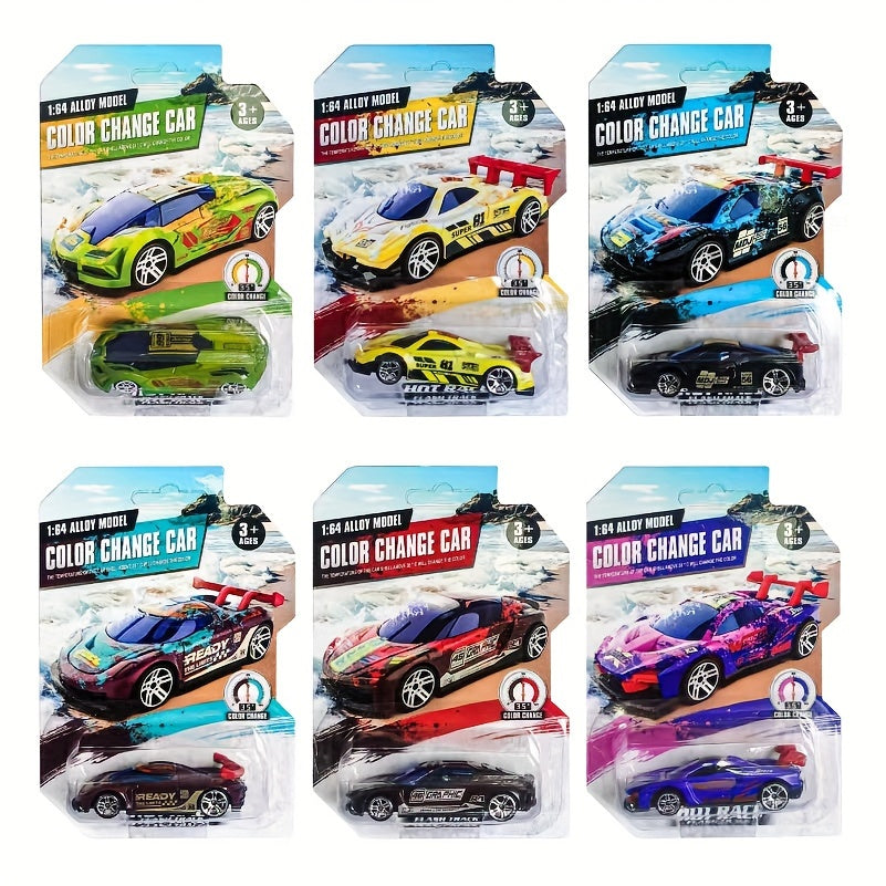A Set Of 6 Color Changing Alloy Toy Cars Suitable For Children, With A Variety Of Styles And Durable Die-casting Vehicles That Change With Temperature, Making It An Ideal Gift For Children Aged 3 To 6