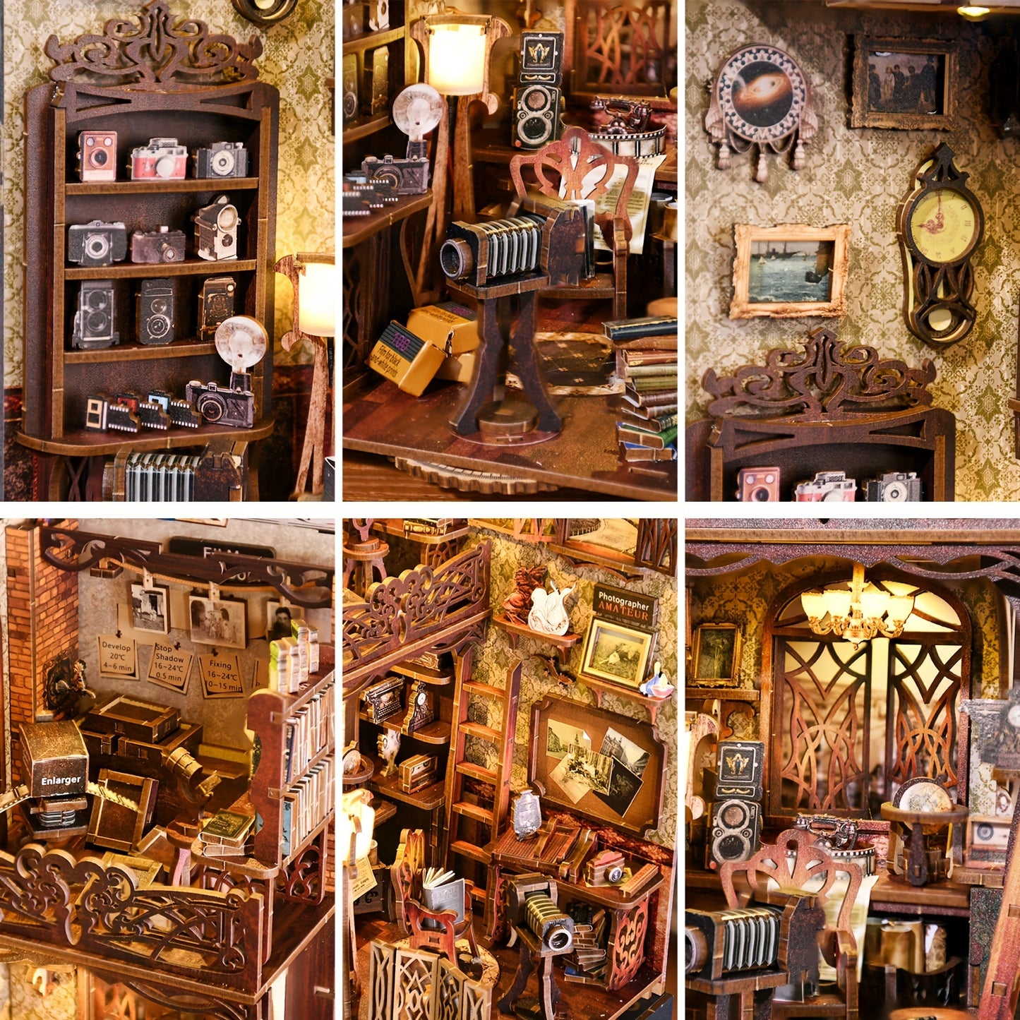 1pc DIY Book Nook Kit - Creative Bookshelf Insert Decor and Bookend Model Building Kit for Home, Living Room, and Office Decoration - Perfect for Christmas, Valentine's Day(Without Battery)