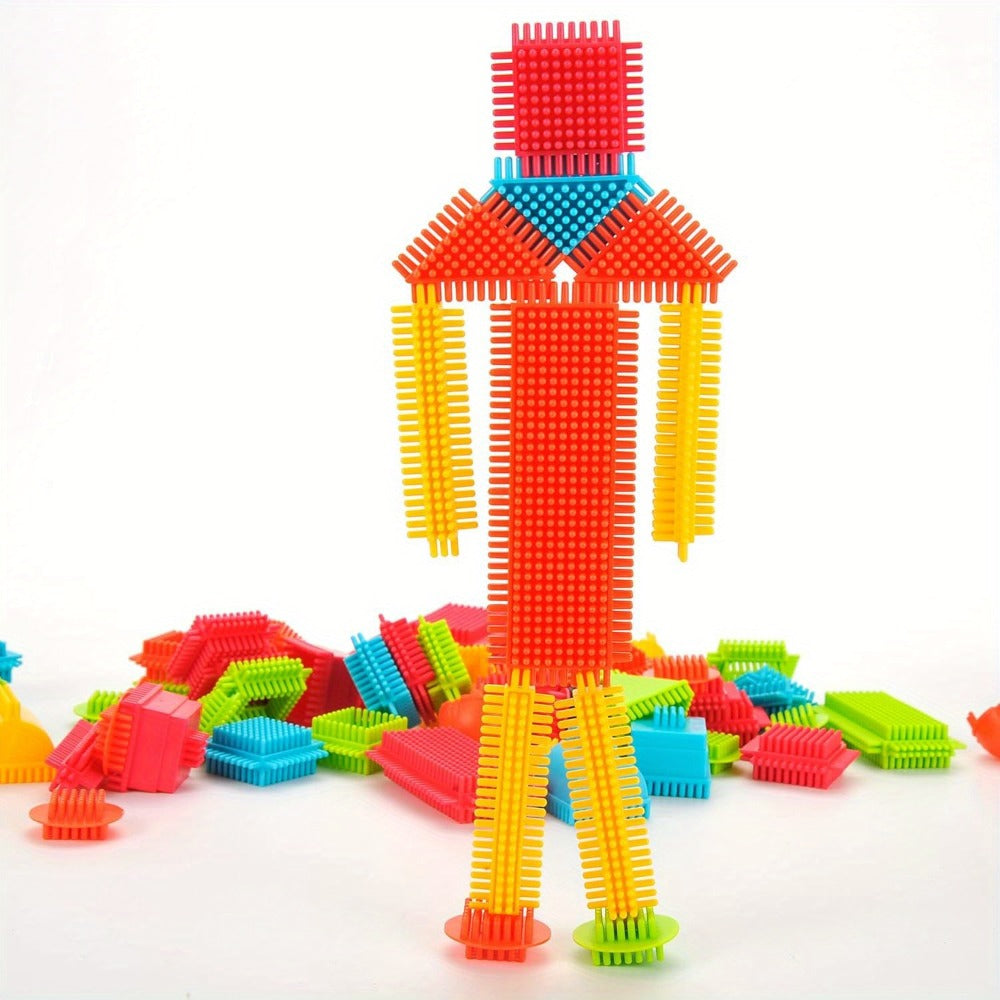 Hedgehog Building Blocks 150 Pieces – Soft Interlocking Bristle Blocks STEM Educational Toy for Toddlers & Preschool Kids, Creative Construction Playset, Birthday Gift for Boys & Girls Ages 3+