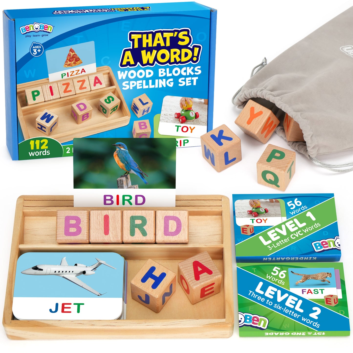 Flash Cards CVC Word Builder, Alphabet Learning Toys, Matching Letters Spelling Game, Educational Toys for Preschool Kindergarten Kids