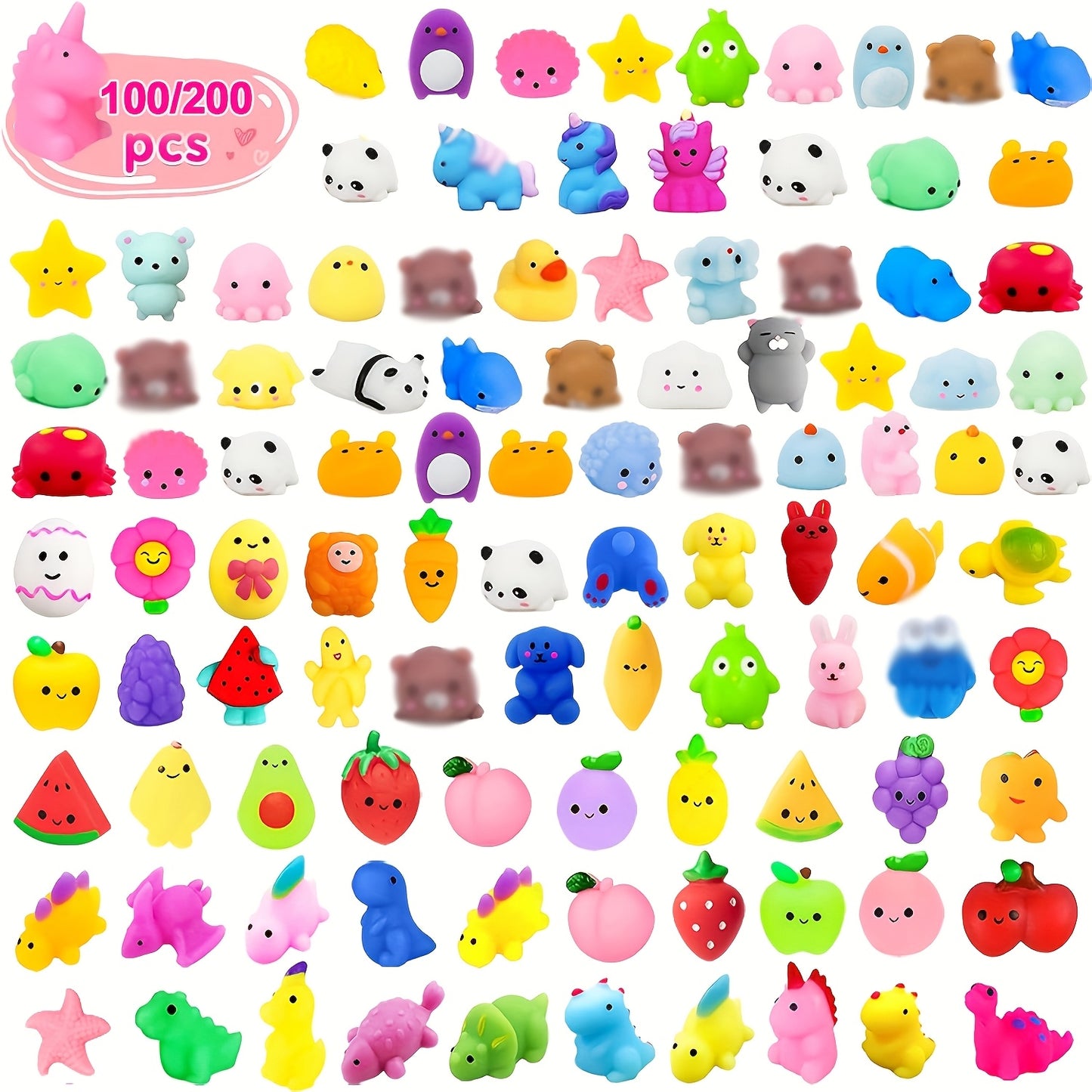 MEZHOBBY 100/200pcs Mochi Squishies Toys, Kawaii Squishies Bulk for Kids Party Favors, Squeeze Toys for Relax, Classroom Prizes, Goodie Bag Stuffers, Party Bag Filler, Birthday Gifts