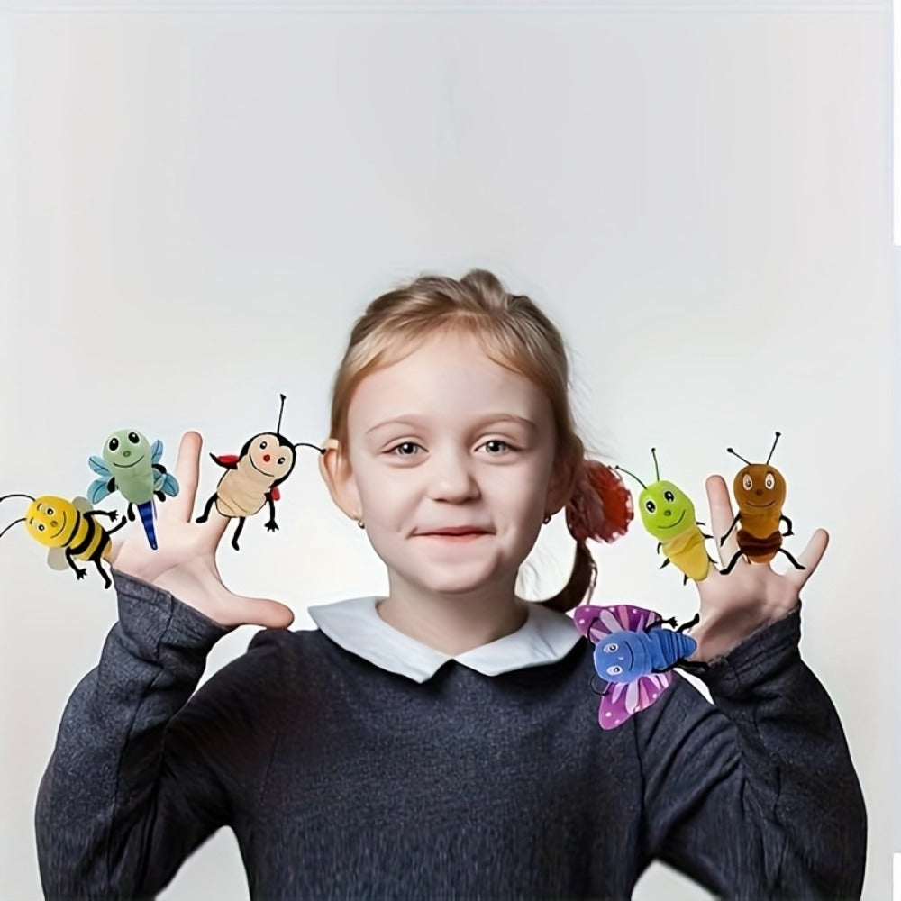 6pcs Insect Finger Puppet Set, Mini Hand Puppets Suitable for Kids, Cute Animal for Role-Playing And Storytelling, Realistic Finger Puppet for Toddlers
