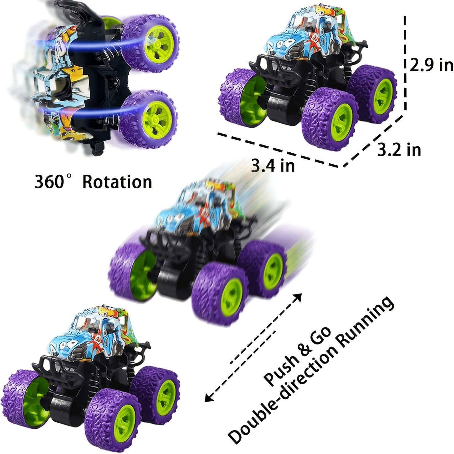 MEZHOBBY 12/24 Pack Truck Toys in Bulk for Boys And Girls, Mini Pull Back Truck Toy, Push And Go Friction Powered Car Trucks, Ideal for Kids And Teens, Stunt Toy Vehicles Playset for Birthday Party Gifts (Cool Design)