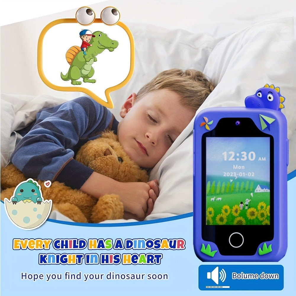 Fun Explorer Phone - 8GB HD Touchscreen Dual Camera Cell Phone With Dinosaur Design, Kids Toy Phone, Educational Travel Toy, Birthday Halloween Christmas Gift For Boys And Girls