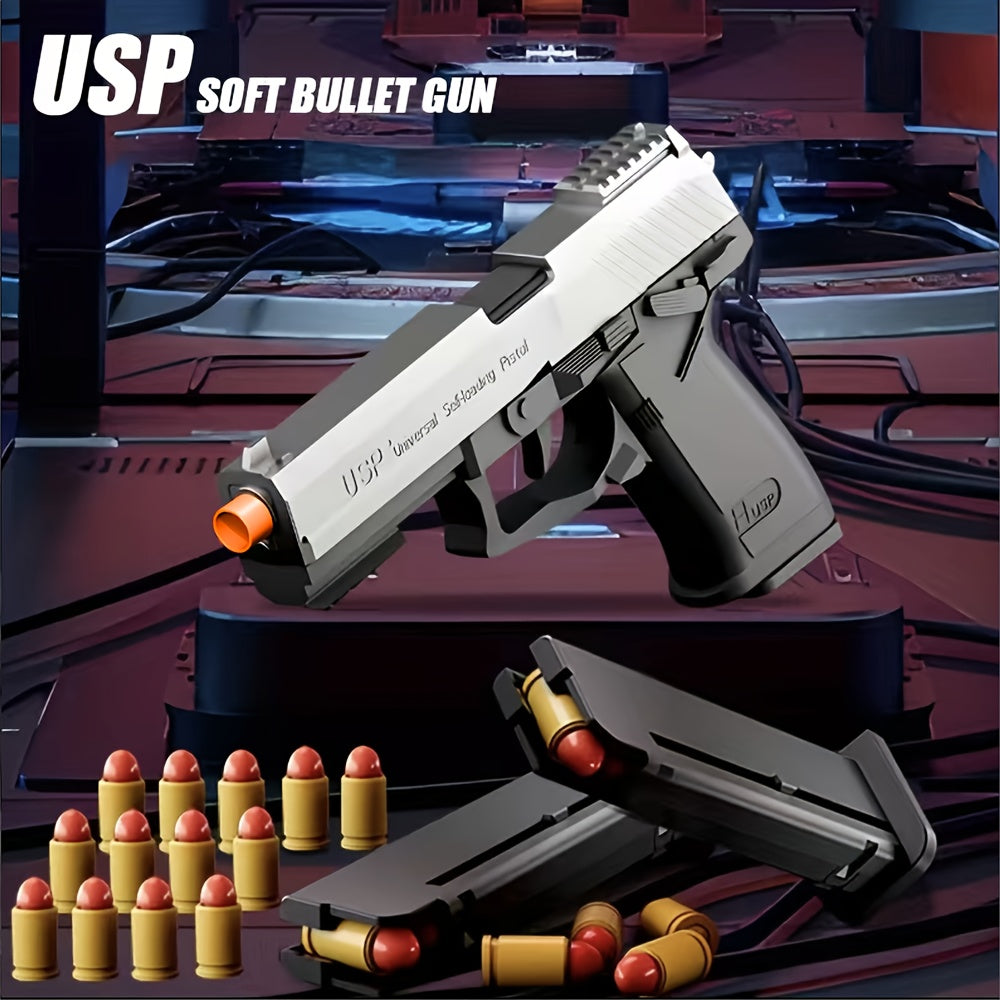 2025 USP Toy Gun Soft Clip Pistol, Continuous Shooting, with 100 Bullets And 2 Magazines, Toy Foam Blaster, Cool Rapid-fire Toy Gun Educational Models, Outdoor Shooting Games, Halloween, Thanksgiving, Christmas, Birthday Gift for Boys Girls0