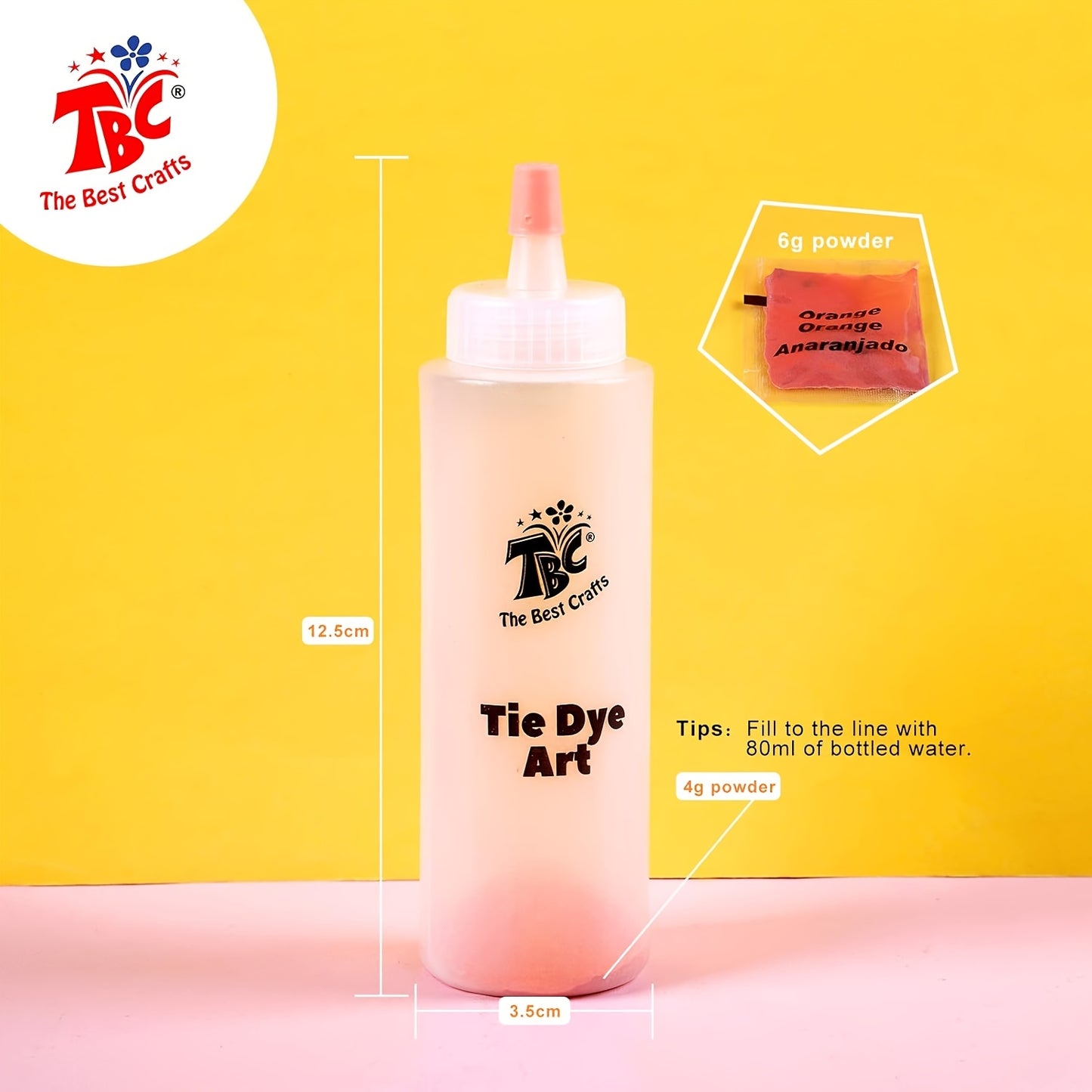 TBC The Best Crafts 8 Colours Tie Dye Kit. with Bonus Tie Dye Powder Refiils Packs