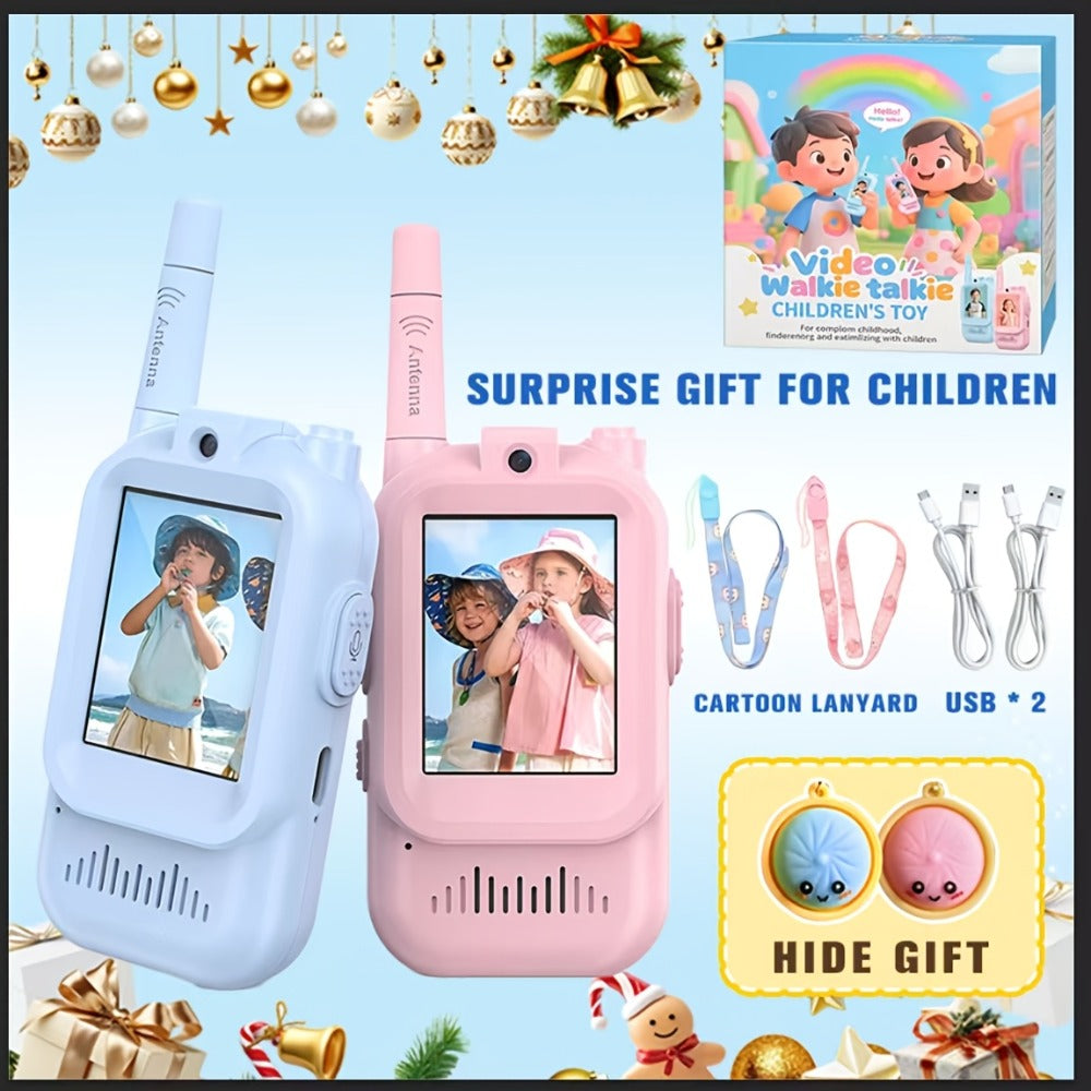 2pcs Children's Walkie-talkie Toys, 2.4GHz Wireless Walkie-talkies with Video Call And Voice-changing Functions, Equipped with High-definition Cameras, Long-distance Communication, Suitable for Children Aged 3-14, Ideal for Outdoor Play