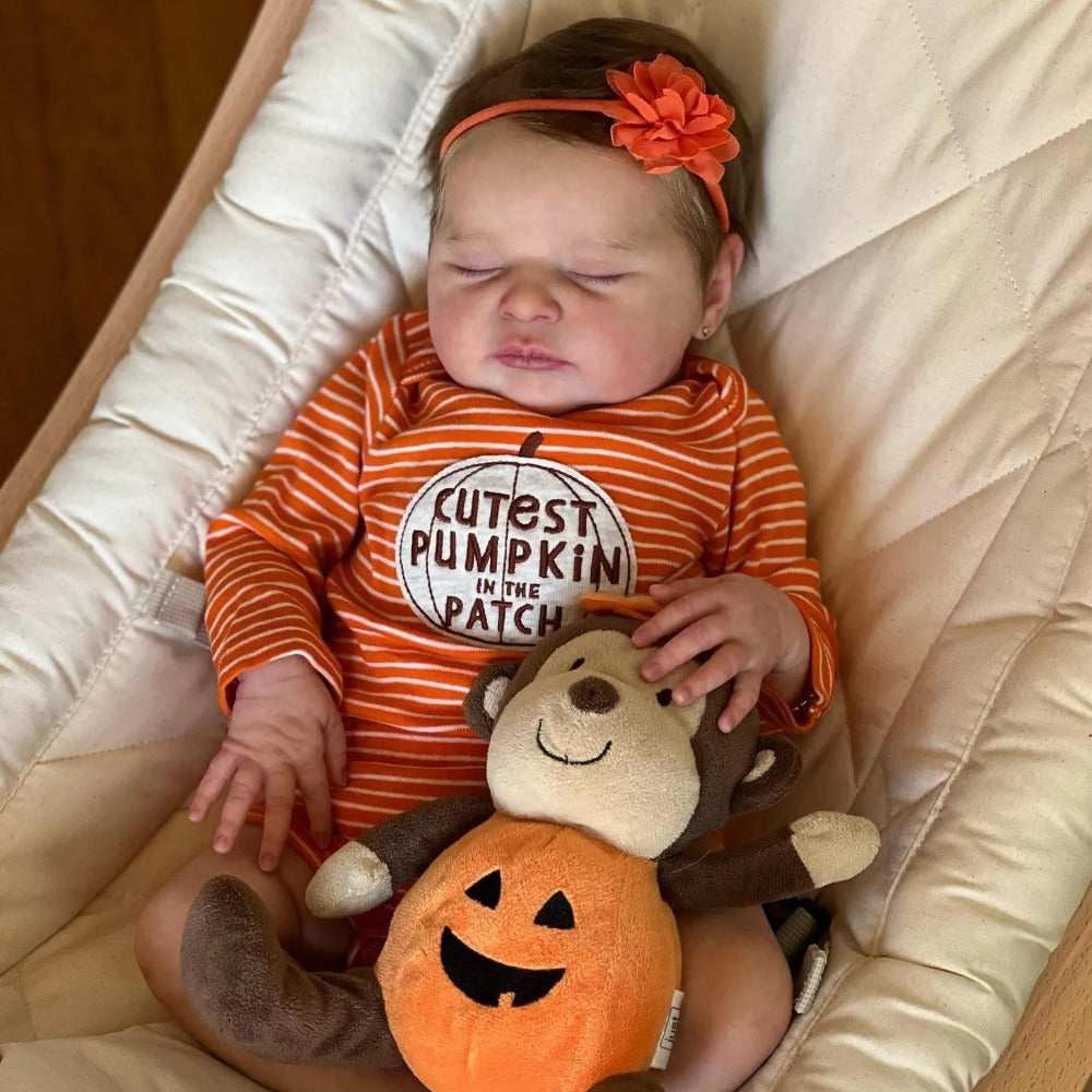 Reborn Baby Doll 20 Inch Sleeping Newborn with 3D Painted Skin Visible Veins Hand-Rooted Hair Soft Vinyl Body โ Includes Clothes Pacifier Bottle & Birth Certificate, Lifelike Gift for Girls & Collectors 50cm
