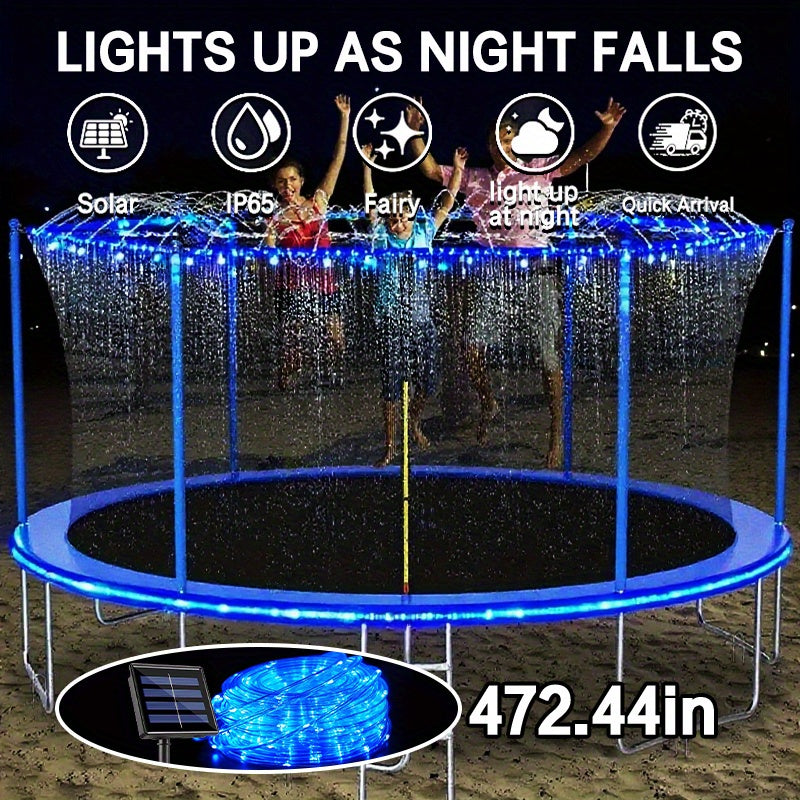 Solar LED Trampoline Lights for Kids & Adults – 50/100 LEDs Colorful Rope Lights, 8 Modes, IP65 Waterproof, Fits 8-16 Ft Trampolines, Outdoor Safety Glow Light