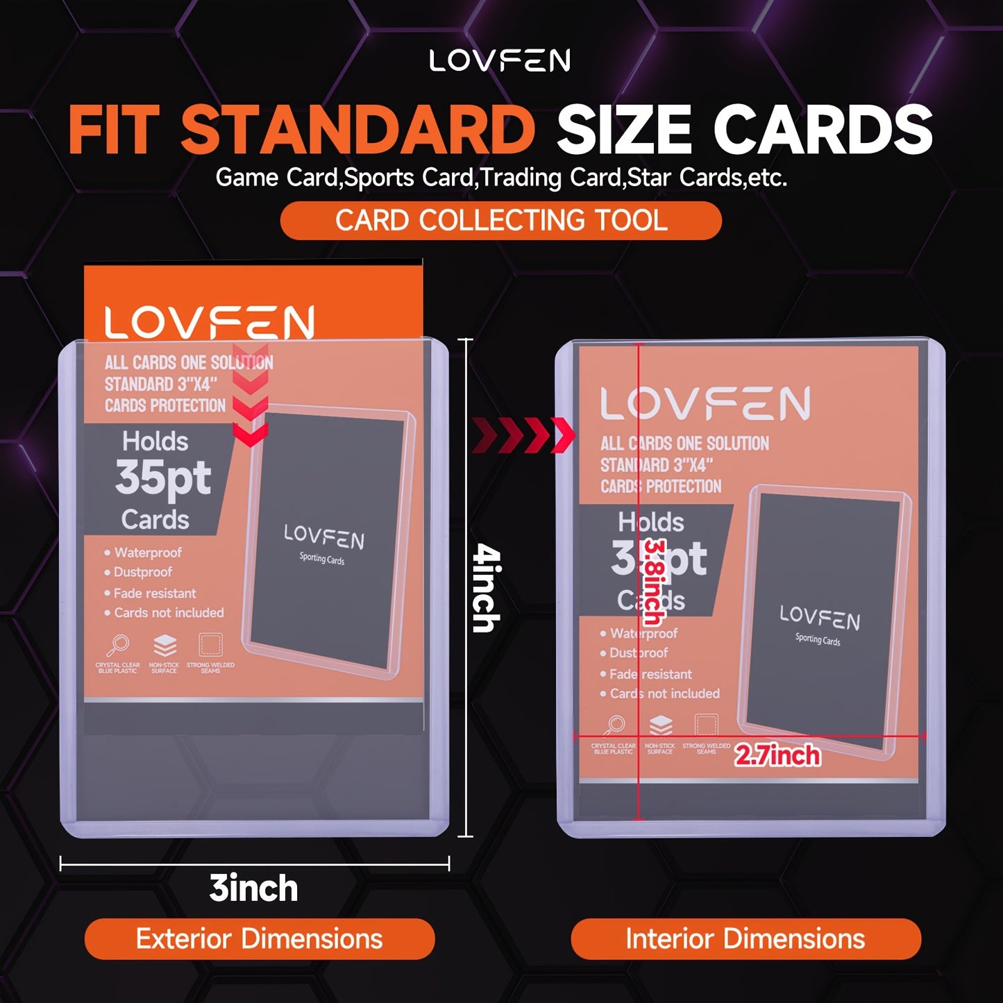 1000ct Top Loads LOVFEN 3 "X 4", Baseball Card Protective Case Hard Plastic, Used With Trading Card Sports Card Holder, Suitable For Collection, Football, Basketball, And TGG