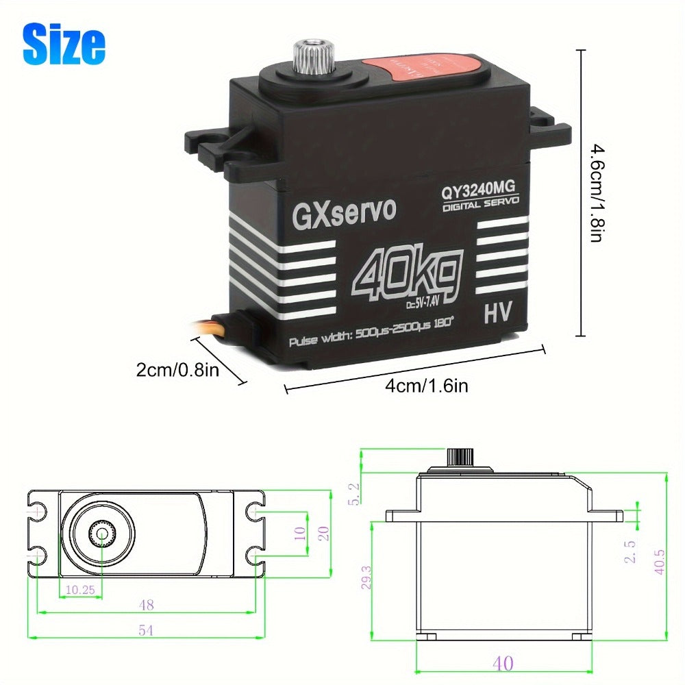 High Torque Digital Servo 88.18LB 180° Metal Gear – 25T Servo Arm for 1/8 1/10 RC Cars & Robots, Precision Steering Gear Upgrade, RC Enthusiast Replacement Part & Robotics Accessory