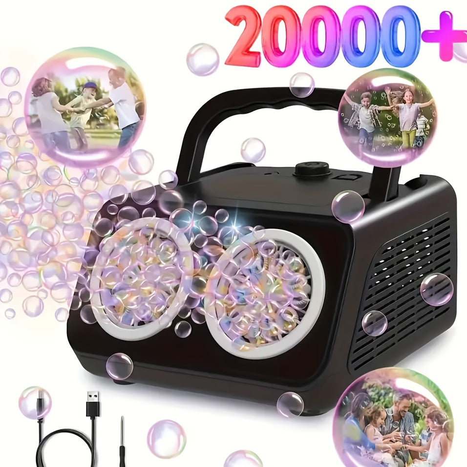 Electric Bubble Machine for Kids Toddlers โ Dual Fan 20000+ Bubbles Per Minute with Bubble Solution Included, Battery Operated Outdoor Bubble Blower Toy for Boys Girls Ages 3+, Birthday Party Gift