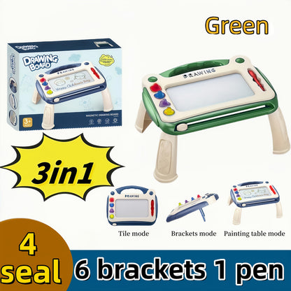 Kids Drawing Board Toy 3-in-1 with Stamps Brush Stand – Magnetic Doodle Art Set for Toddlers Boys Girls Ages 3+ Birthday Easter Christmas Gift STEM Creative Play