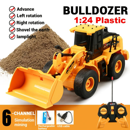 [Ideal Gift] 1pc/2pcs 1:24 Alloy Bulldozer, Dump Truck And Excavator (11 Channels), Capable of Forward, Backward, Left Turn, Right Turn, And Sound, for Indoor And Outdoor Use, Ideal Christmas Birthday Gift for Boys Girls