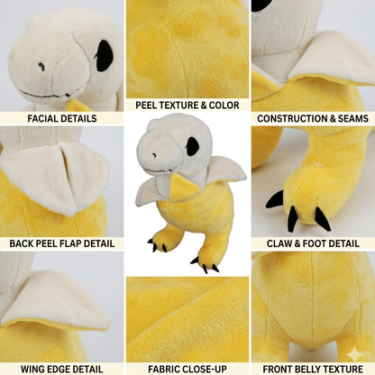 Banana Dinosaur Plush Toy, 9.5 Inches Cute Cartoon Tyrannosaurus Anime Dragon Game Toy, Fruit Soft Plushies, Animal Pet Pillow Sleeping Doll Toy Halloween Birthday Gift for Friend, Room Decoration