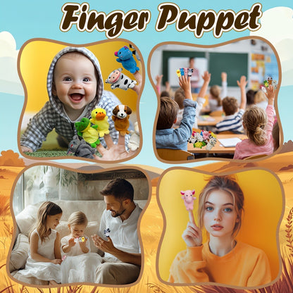1 Set Soft Plush Animal Finger Puppets with Expressive Eyes, Nose & Mouth - Multi-Color Options (Pink, Blue, Grey, White, Yellow, Green, Red, Black, Beige) - Mini Plush Figures with Fluffy Ears & Posable Arms for Kids Puppet Shows, Birthday Party Favors,