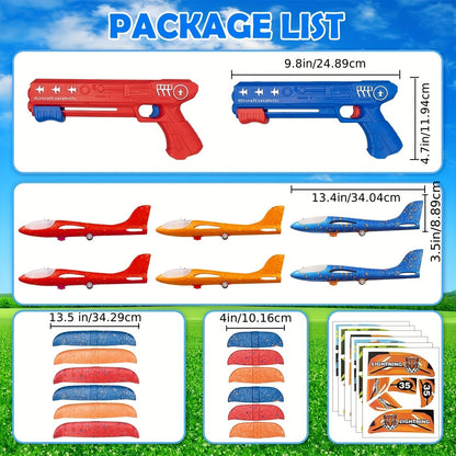 Airplane Launcher Toy with 3 Stickers - Interactive Flying Game, 2 Flight Modes, Durable PP Material, Easy Assembly - Ideal for Outdoor Play, Halloween, Christmas, Birthday Gifts for Ages 3-12