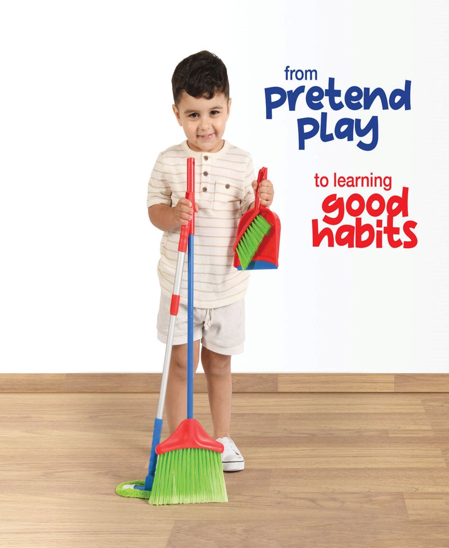 Play22 Kids Cleaning Set 4 Piece - Toy Cleaning Set includes Broom, Mop, Brush, Dust Pan - Toy KitchenCleaning Set
