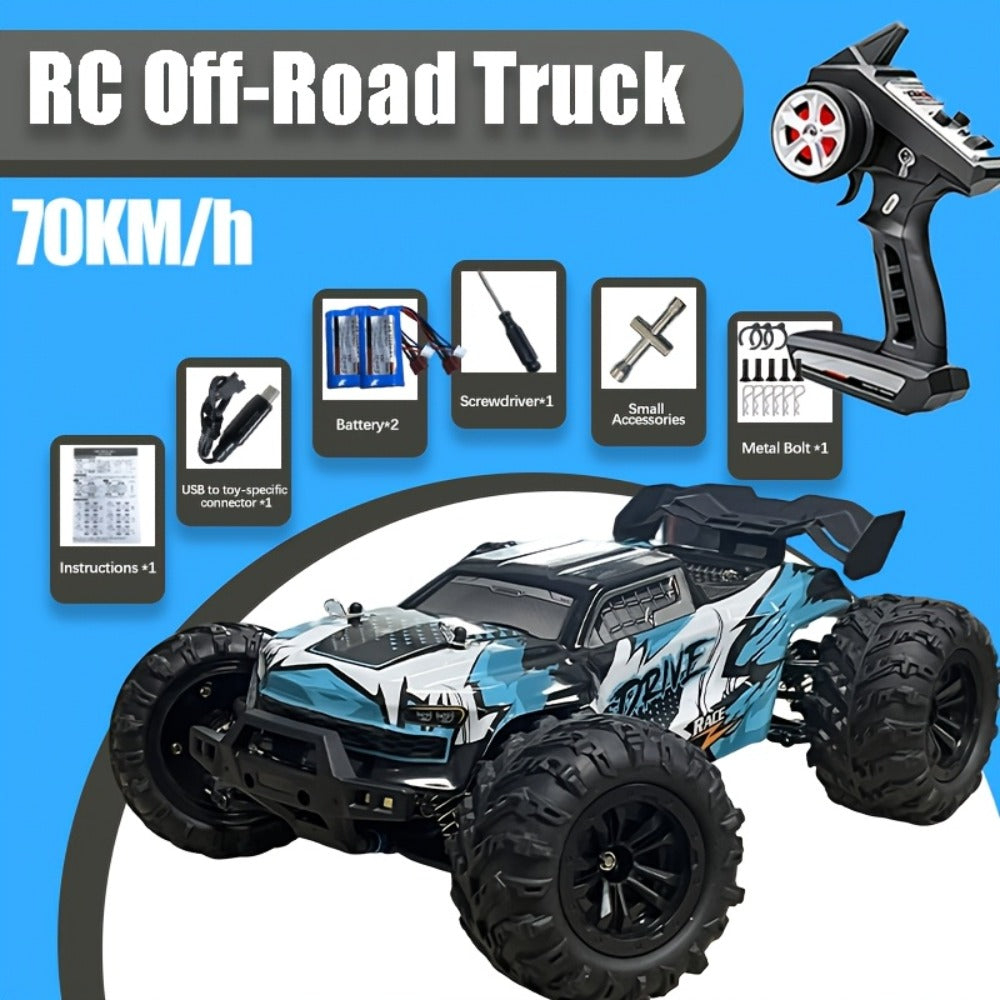 High Speed RC Off-Road Car 70KM/H Brushless Motor 1:14 1:16 Scale – Remote Control Monster Truck with Dual Battery Option, 4WD All-Terrain Vehicle Toy for Boys Kids & Adults, Birthday Gift