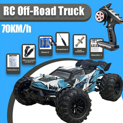 High Speed RC Off-Road Car 70KM/H Brushless Motor 1:14 1:16 Scale – Remote Control Monster Truck with Dual Battery Option, 4WD All-Terrain Vehicle Toy for Boys Kids & Adults, Birthday Gift