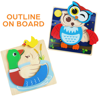 Animal Puzzles 8-Pack Wooden Toddler Puzzles – Colors & Shapes Cognition Learning Toys for Kids Ages 1 2 3, Thinking Training Educational Preschool Gift, Baby Infant Montessori Toy, Christmas Birthday Gift