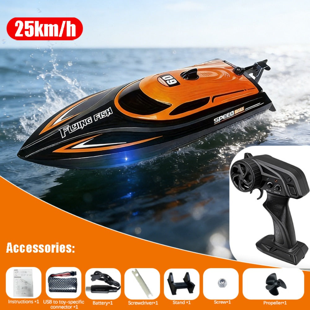 RC Speedboat 30KM/H with LED Night Navigation Lights – 2.4G Remote Control High Speed Boat, Anti-Capsizing Water Cooling System, Pool & Lake RC Toy for Kids & Adults, Birthday Gift