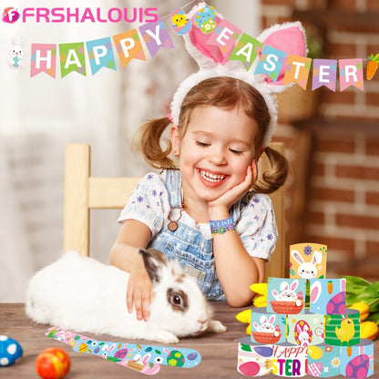Easter Slap Bracelets for Kids 72 Pcs – Easter Basket Fillers, Egg Fillers, Classroom Prizes & Party Favors for Boys & Girls – PVC Snap Bracelets Bulk for Easter Celebrations & School Rewards