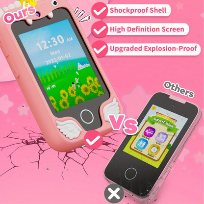 Kids Toy Smart Phone, Fun Explorer Phone with HD Touchscreen Dual Camera And 8GB Storage, Dinosaur Kids Play Phone Toy, Educational Travel Toy for Boys Girls 3-10, Birthday Halloween Christmas Gift