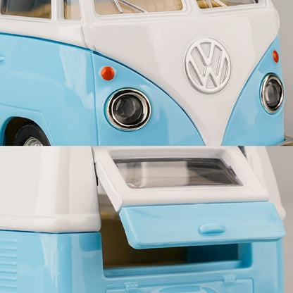 Volkswagen T1 Bus Diecast Model Car 1:36 Scale Zinc Alloy Pullback | Vintage Blue & White, Detailed Interior | Collectible Toy Car Gift for Boys Girls
