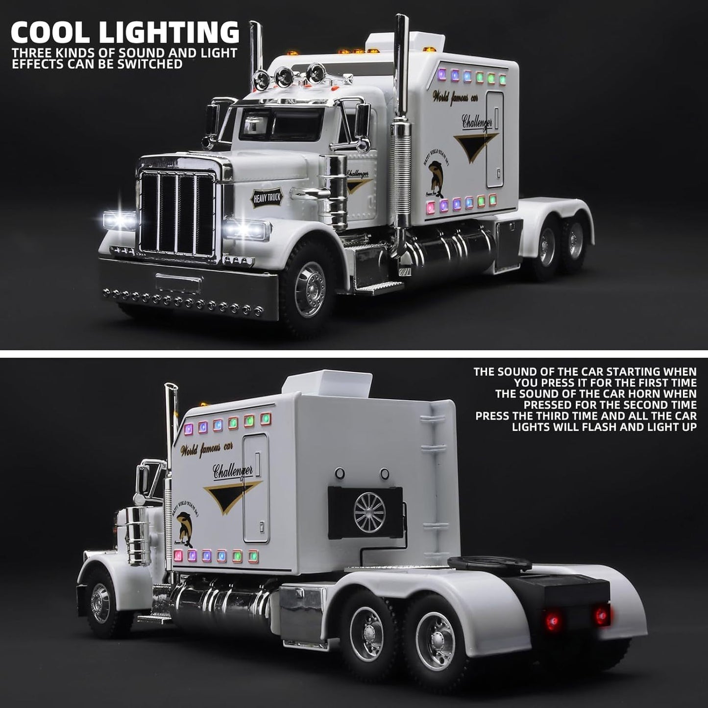 Die-cast Metal Model Cars, Semi-trailer Trucks, Heavy-duty Trucks and Trailer Toy Vehicles, Pull-back Alloy Truck Toys, 1:24 Scale Truck Model Toys, Toy Car Collectible Ornaments, the Perfect Gift for Children Aged 3 and Up, Birthday Gift