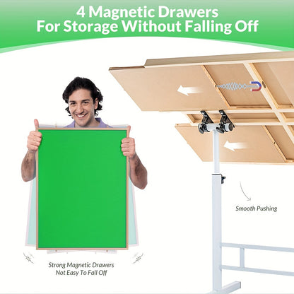 Puzzle Table with 4 Drawers for 1500pcs, Adjustable Angle & Height Jigsaw Puzzle Table with Metal Legs | 35"x26" Tilting Puzzle Board for People with Neck Or Back Pain Halloween Christmas Gift