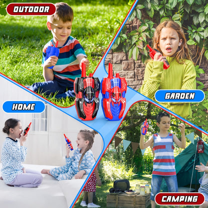 Spider Walkie Talkies for Kids, Walkie Talkies Toys for Boys Girls Year Old, Camping Gear Outdoor Hiking Newsletter, Long Distance Wireless Telephone Receiver for 3-5 4-8 Year Old Kid