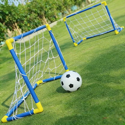 Kids Soccer Goal Set 2 Balls 2 Goals Portable Easy-Assemble Youth Soccer Football Set Indoor Outdoor Backyard Family Game Birthday Christmas Gift Boys Girls Ages 3+