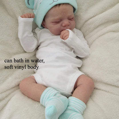 Sleeping Reborn Baby Doll 19 Inch Full Vinyl Body 3D-Painted Skin Visible Veins Implanted Eyelashes Bath-Safe – Lifelike Closed-Eye Newborn Girl with Outfit Pacifier Bottle, Gift for Kids Ages 3+