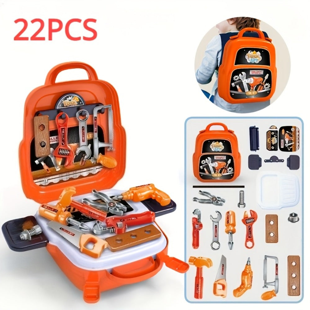 Kids Tool Backpack Set 22pcs for Boys – Pretend Play Home Repair Tool Kit with Carrying Backpack, Toddler Construction Toy, Birthday & Christmas Gift for Boys Ages 3+
